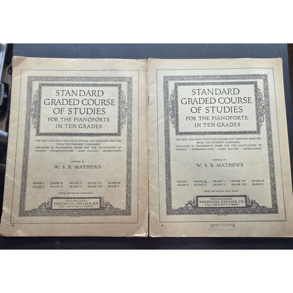 2 Vintage W S B Mathews Standard Graded Course Pianoforte Theodore Presser